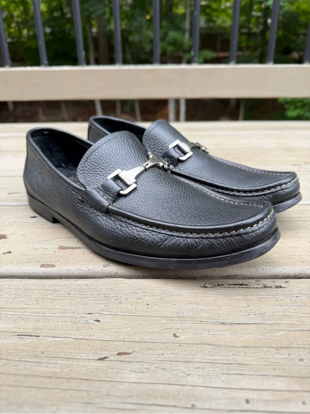 Allen Edmonds Firenze Black Pebbled Leather Bit Loafers